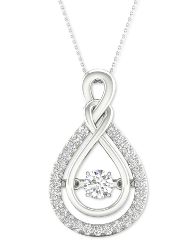Twinkling Diamond Star Diamond Teardrop 18" Pendant Necklace (1/3 Ct. T.w.) In 10k White Gold In White Gold