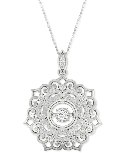 Shop Twinkling Diamond Star Diamond Filigree 18" Pendant Necklace (1/3 Ct. T.w.) In 10k White Gold
