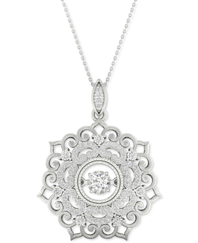 Twinkling Diamond Star Diamond Filigree 18" Pendant Necklace (1/3 Ct. T.w.) In 10k White Gold In White Gold