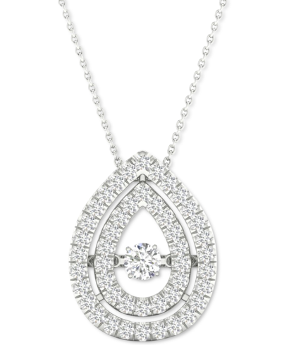 Shop Twinkling Diamond Star Diamond Double Teardrop Halo 18" Pendant Necklace (3/8 Ct. T.w.) In 10k White Gold