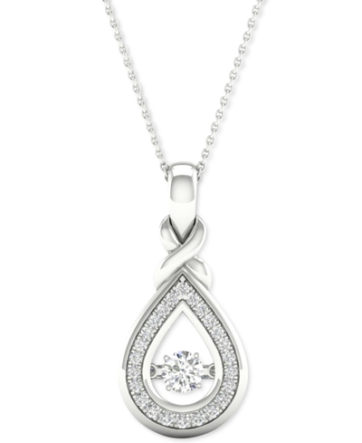 Shop Twinkling Diamond Star Diamond Teardrop Halo 18" Pendant Necklace (1/4 Ct. T.w.) In 10k White Gold