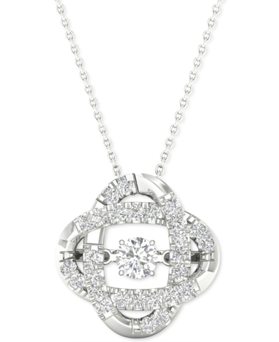 Shop Twinkling Diamond Star Diamond Interlocking Oval 18" Pendant Necklace (1/4 Ct. T.w.) In 10k White Gold