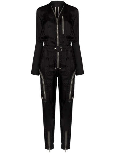 Shop Rick Owens Zipped Detailing Elasticated-waistband Jumpsuit In Schwarz