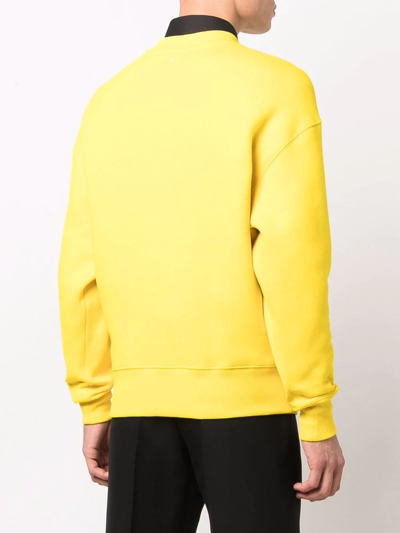 Shop Ami Alexandre Mattiussi Logo-patch Crew-neck Sweatshirt In Gelb