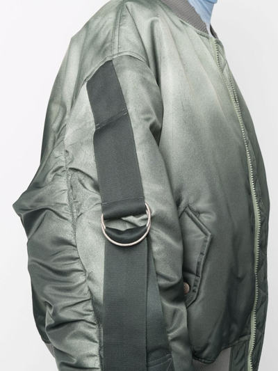 Shop Acne Studios Faded-print Bomber Jacket In Grün