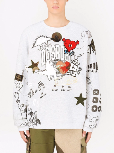 Shop Dolce & Gabbana Dg Sport Graphic-print Sweatshirt In Grau