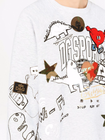 Shop Dolce & Gabbana Dg Sport Graphic-print Sweatshirt In Grau
