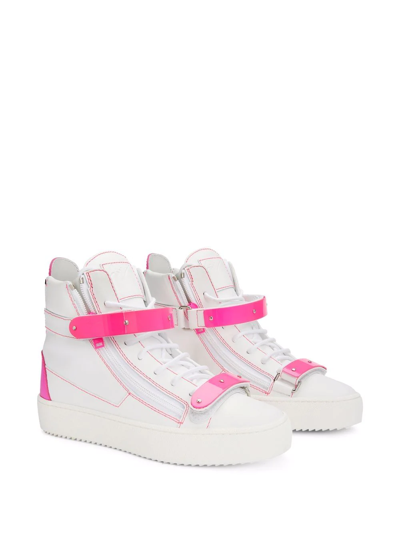 Shop Giuseppe Zanotti Coby High-top Leather Sneakers In Weiss