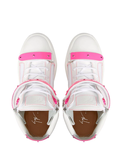 Shop Giuseppe Zanotti Coby High-top Leather Sneakers In Weiss