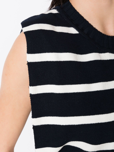 Shop Gloria Coelho Striped Tricot Top In Blau