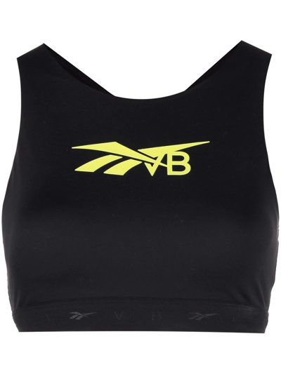Shop Victoria Beckham Vb Logo-print Sports Bra In Schwarz
