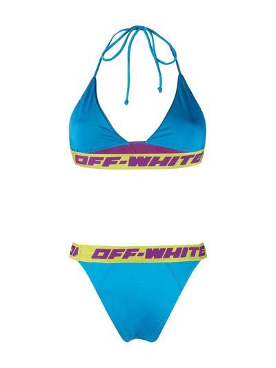 Shop Off-white Logo-band Triangle Bikini In Blue