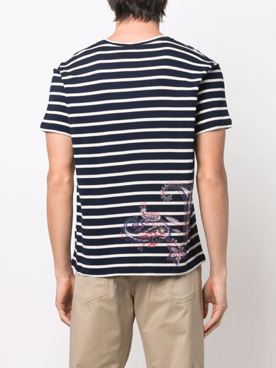 Shop Etro Striped Paisley-print T-shirt In Blau