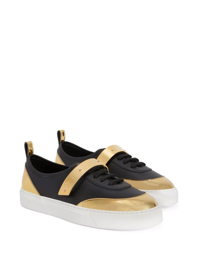 Giuseppe Zanotti Zenas Two-tone Leather Sneakers In Schwarz