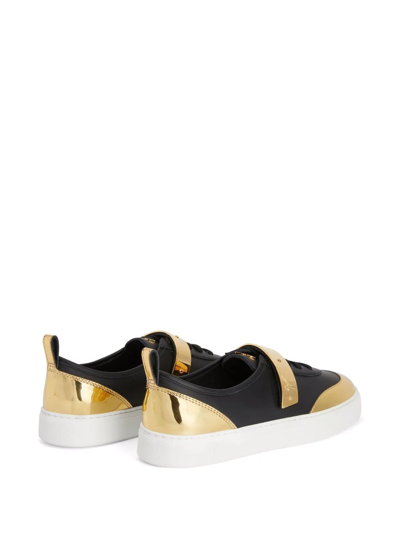 Giuseppe Zanotti Zenas Two-tone Leather Sneakers In Schwarz