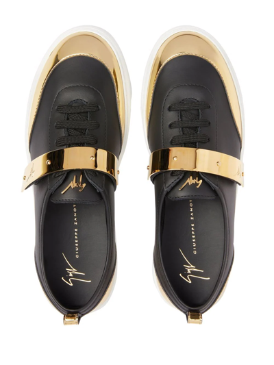 Shop Giuseppe Zanotti Zenas Two-tone Leather Sneakers In Schwarz