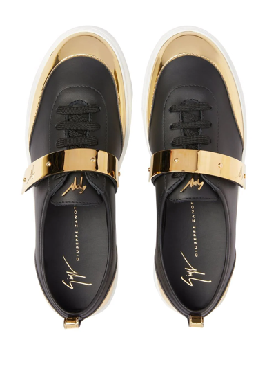 Giuseppe Zanotti Zenas Two-tone Leather Sneakers In Schwarz