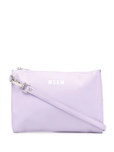 Shop Msgm Woven Handle Clutch Bag In Violett