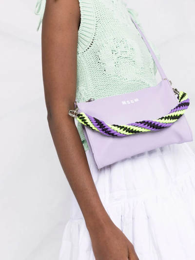 Shop Msgm Woven Handle Clutch Bag In Violett