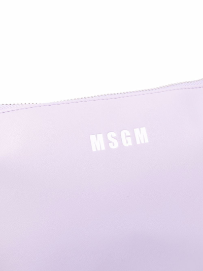 Shop Msgm Woven Handle Clutch Bag In Violett