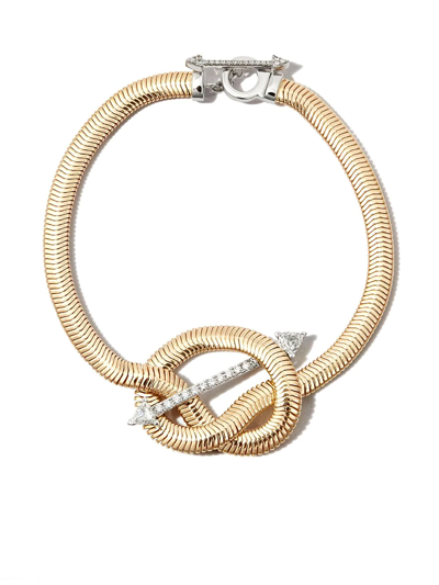 Shop Nikos Koulis 18kt Yellow Gold Feelings Knot Diamond Bracelet