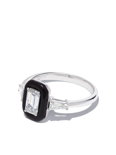 Shop Nikos Koulis 18kt White Gold Diamond And Enamel Ring In Silber