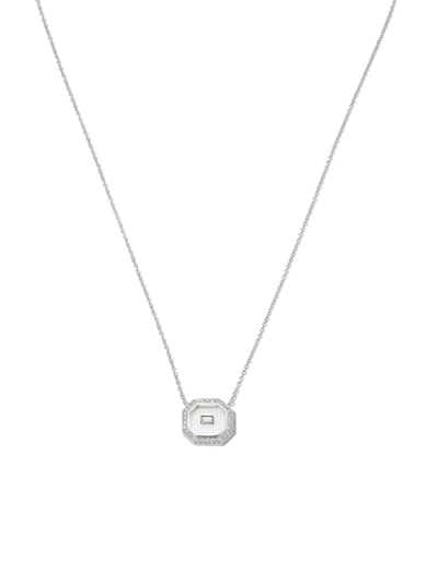 Shop Nikos Koulis 18kt White Gold Diamond And Enamel Necklace In Silber