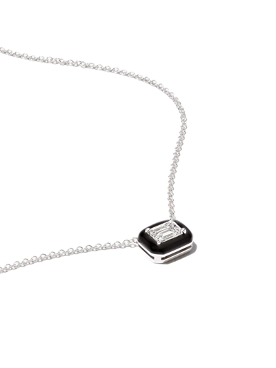 Shop Nikos Koulis 18kt White Gold Diamond And Enamel Necklace In Silber