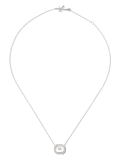 Shop Nikos Koulis 18kt White Gold Diamond And Enamel Necklace In Silber