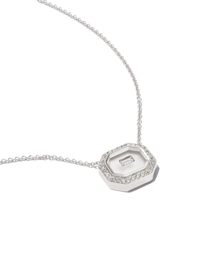 Shop Nikos Koulis 18kt White Gold Diamond And Enamel Necklace In Silber