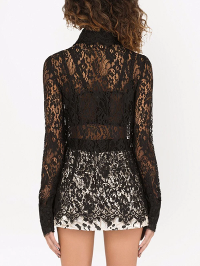 Shop Dolce & Gabbana Semi-sheer Lace Shirt In Schwarz