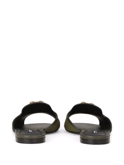 Dolce & Gabbana Women's Bianca Camouflage Gabardine Slides In Green