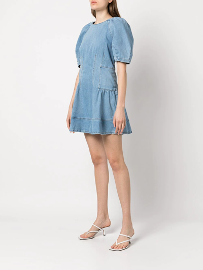 Shop Jonathan Simkhai Standard Holland Puff-sleeves Denim Dress In Blau