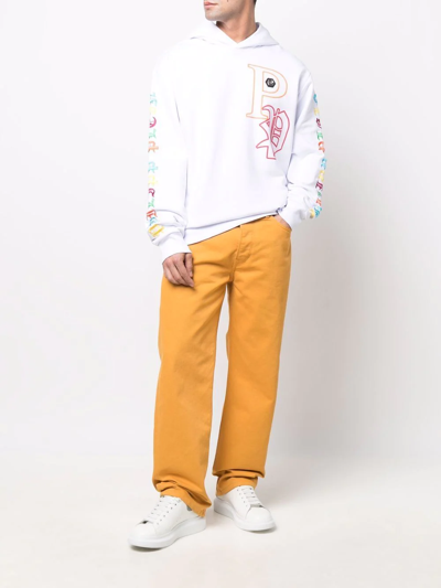 Philipp Plein Gothic Plein Embroidered Pullover Hoodie In Weiss