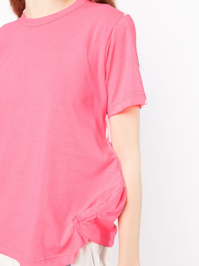 Shop Comme Des Garçons Ruched Crew-neck T-shirt In Rosa