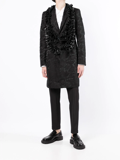 Comme Des Garçons Homme Deux Ruffle Single-breasted Coat In Schwarz