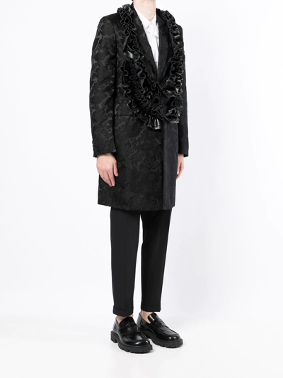 Comme Des Garçons Homme Deux Ruffle Single-breasted Coat In Schwarz