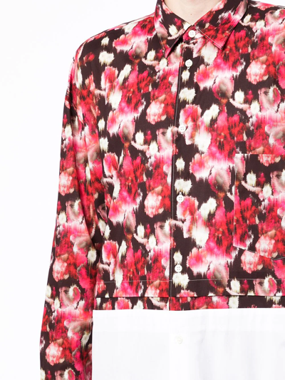 Shop Comme Des Garçons Homme Deux Floral Colour-block Shirt In Rosa
