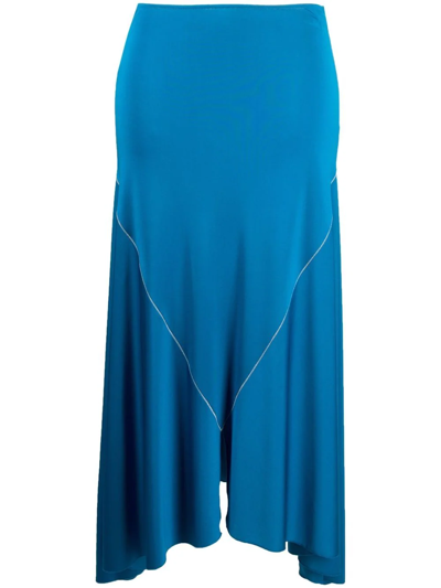 Shop Marni High-waisted Draped Midi Skirt In Blau