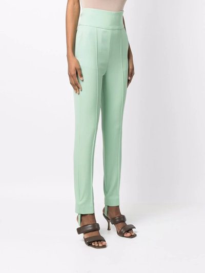 Loulou Studio Pinzon Stretch-wool Tapered Stirrup Pants In Grün