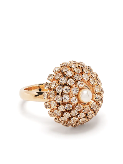 Anton Heunis Faux-pearl Crystal Cocktail Ring In Gold | ModeSens