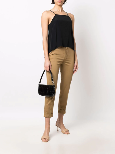Shop Dondup Cropped Skinny-fit Trousers In Braun