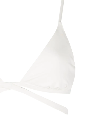 Shop Jonathan Simkhai Triangle Wrap-around Tie Bikini Top In Weiss