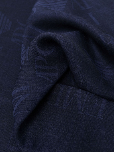 Shop Emporio Armani Fringed Knitted Scarf In Blau