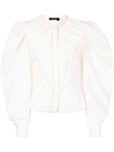 Shop Anouki Balloon-sleeve Shirt In Weiss