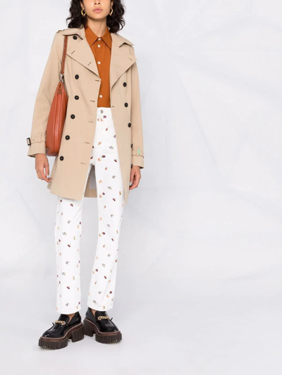 Shop Save The Duck Double-breasted Gabardine Trench Coat In Nude