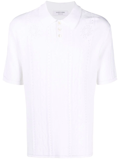 Shop Marine Serre Crescent Moon-pattern Polo Shirt In Weiss