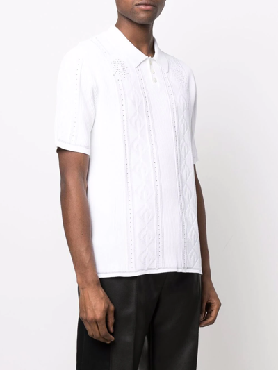 Shop Marine Serre Crescent Moon-pattern Polo Shirt In Weiss