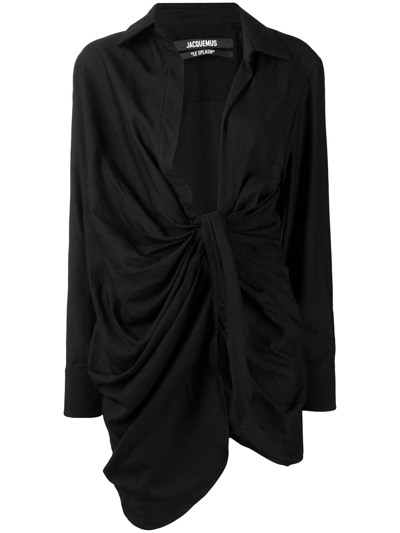 Shop Jacquemus Bahia Sash Mini Dress In Schwarz