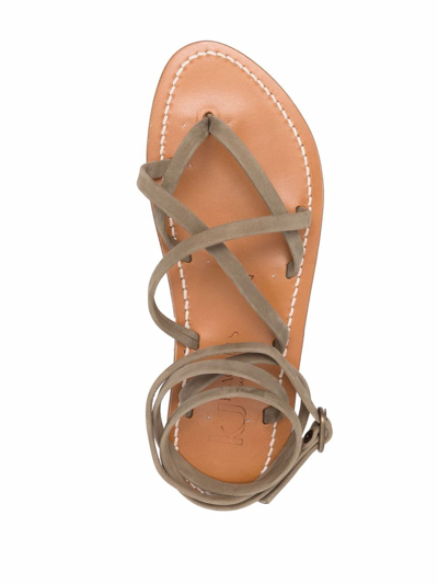 Shop Kjacques Open-toe Leather Sandals In Grün